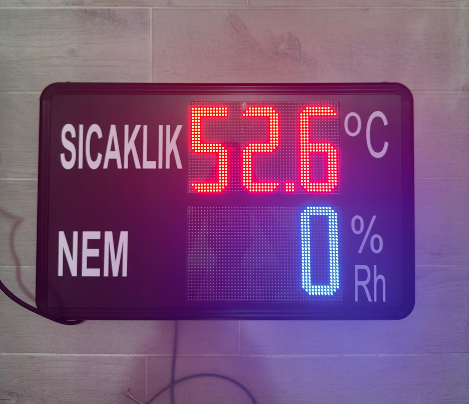 Sıcaklık ve Nem Tabelası Renkli Ekran