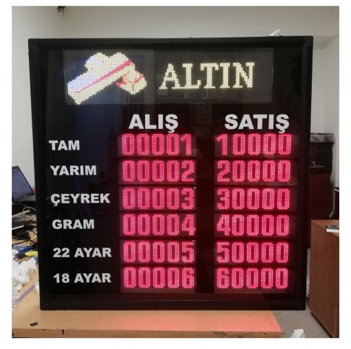 Kuyumcu Fiyat Tabelası 80x80cm