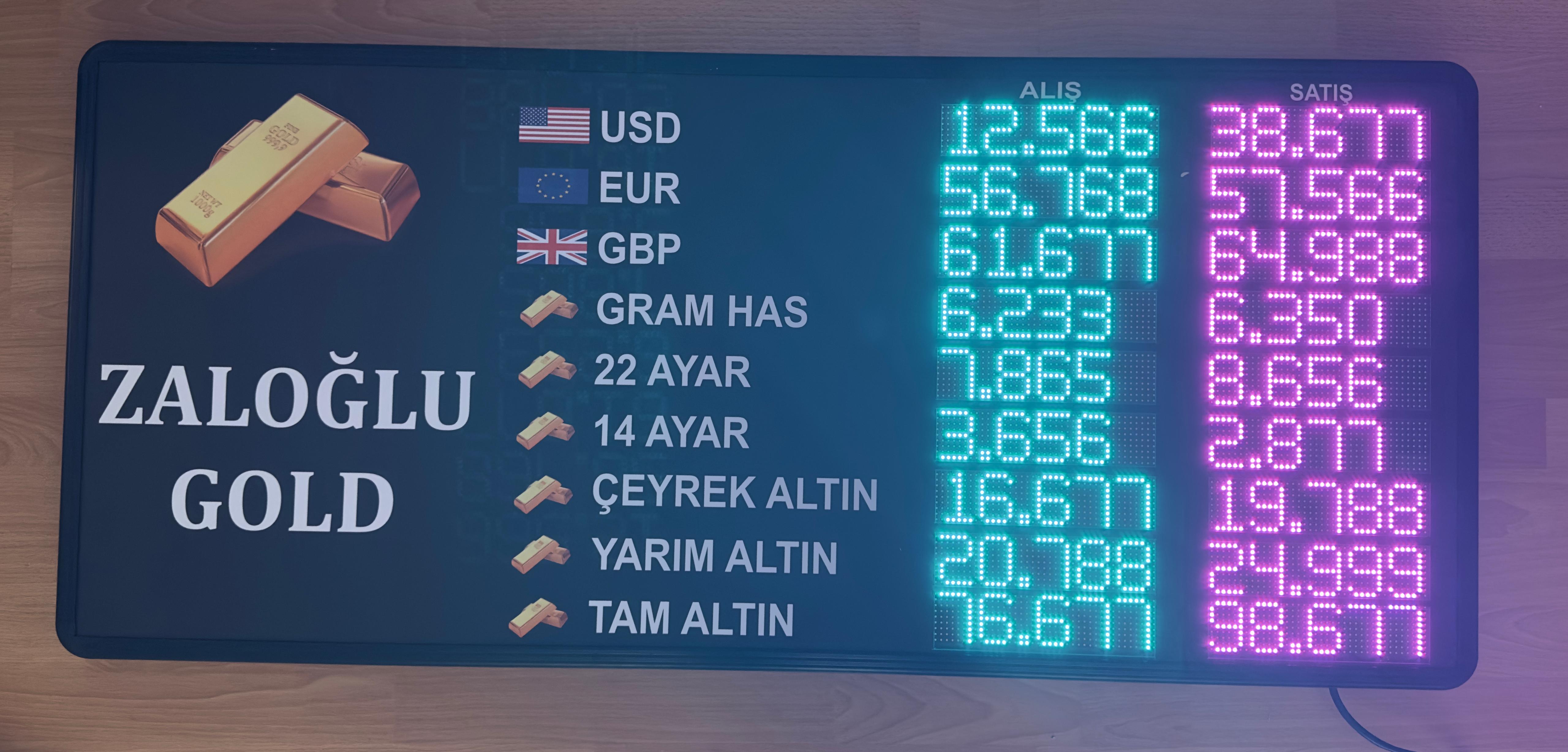 Kuyumcu Fiyat Tabelası 80x125cm