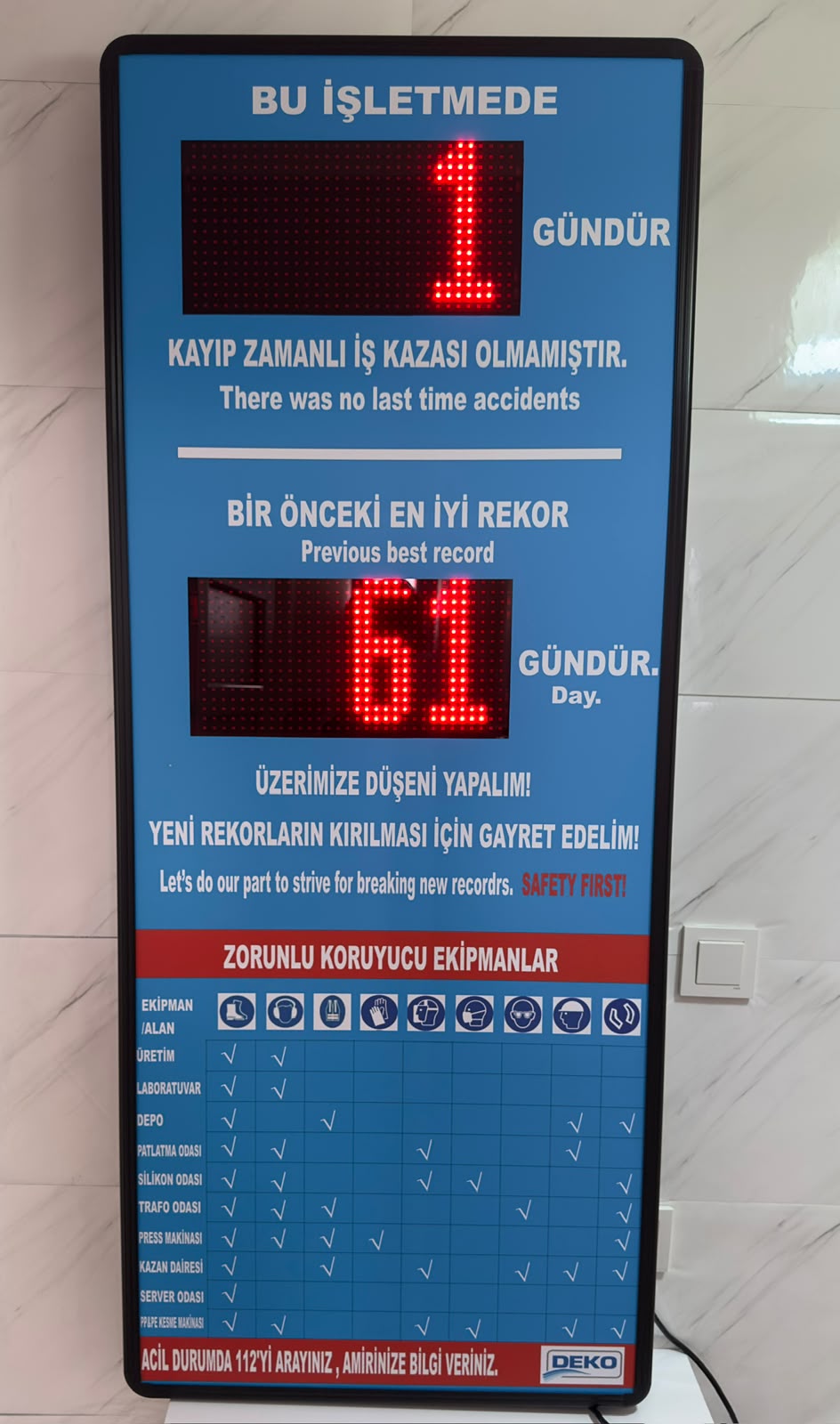 Kazasız Gün Sayacı 58x141 cm