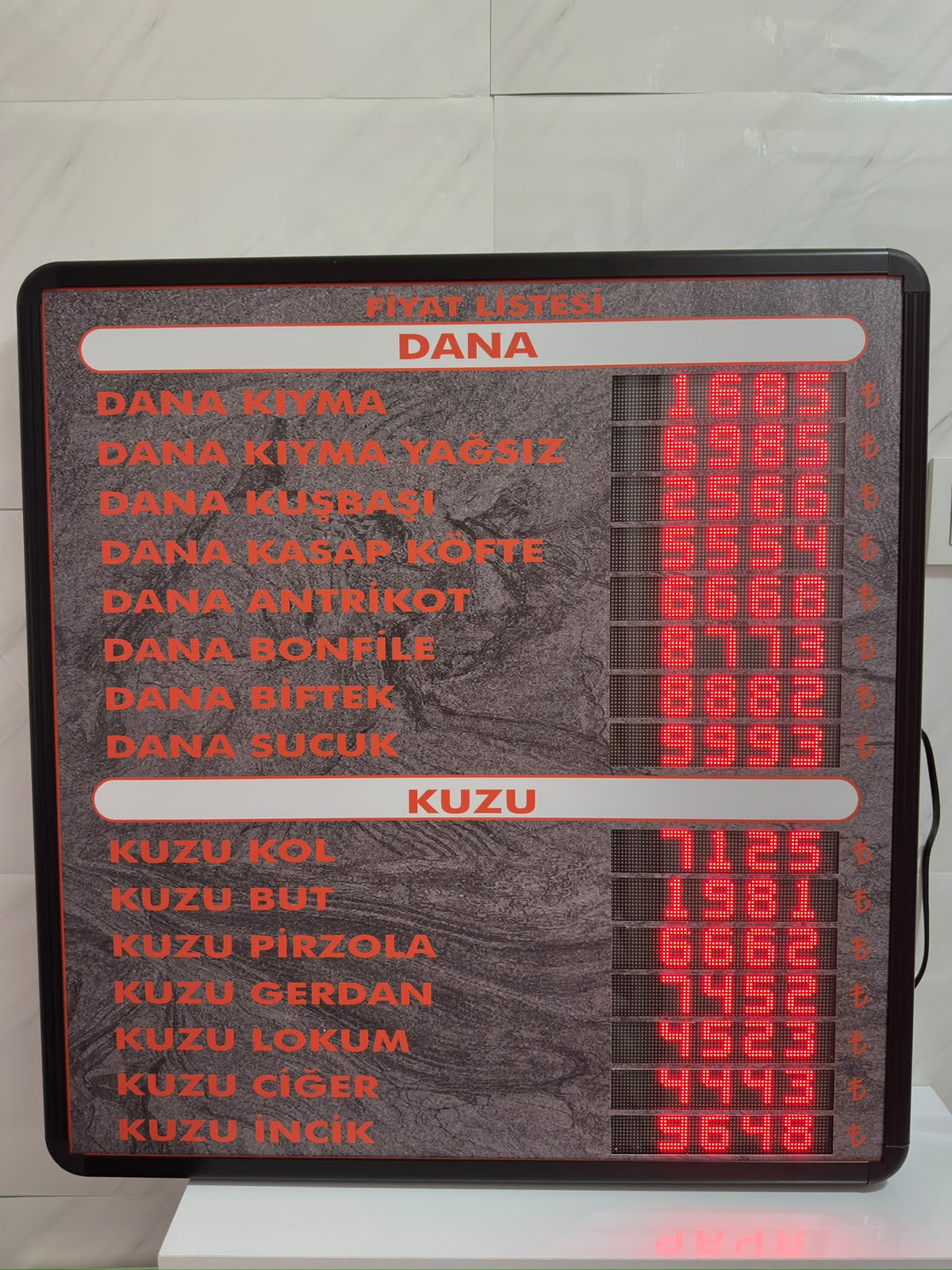 Kasap Fiyat Tabelası 63x66 cm