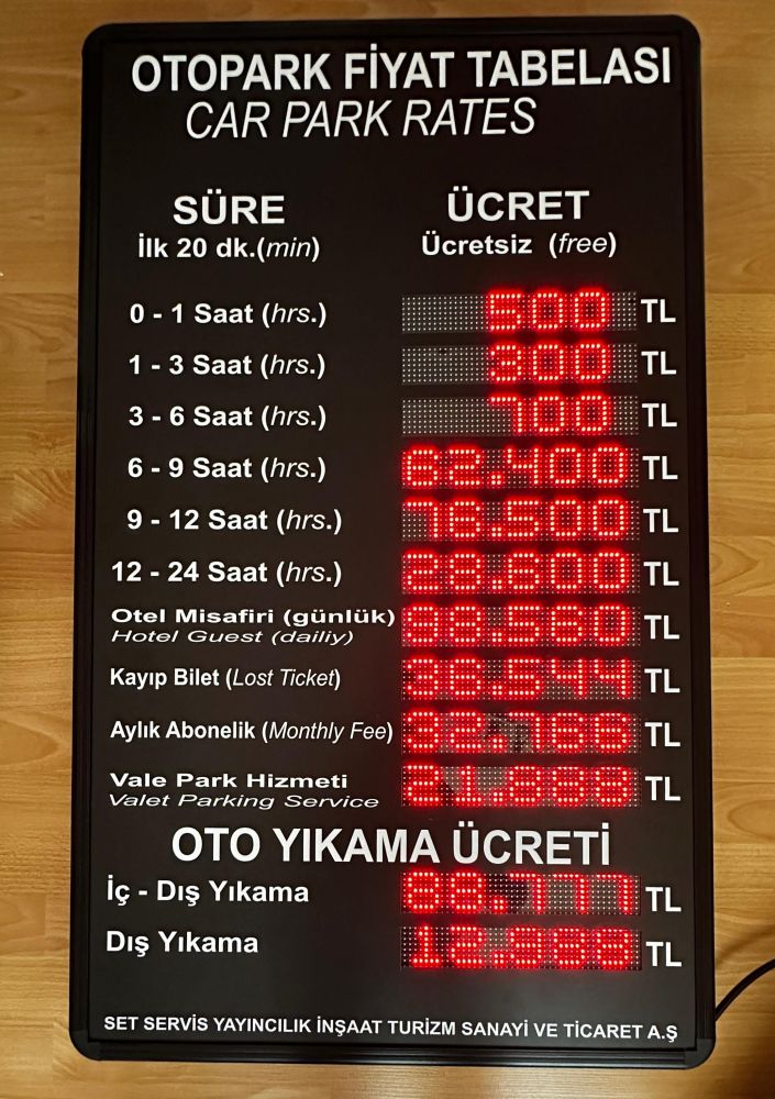 Otopark Fiyat Tabelası 60x100 cm