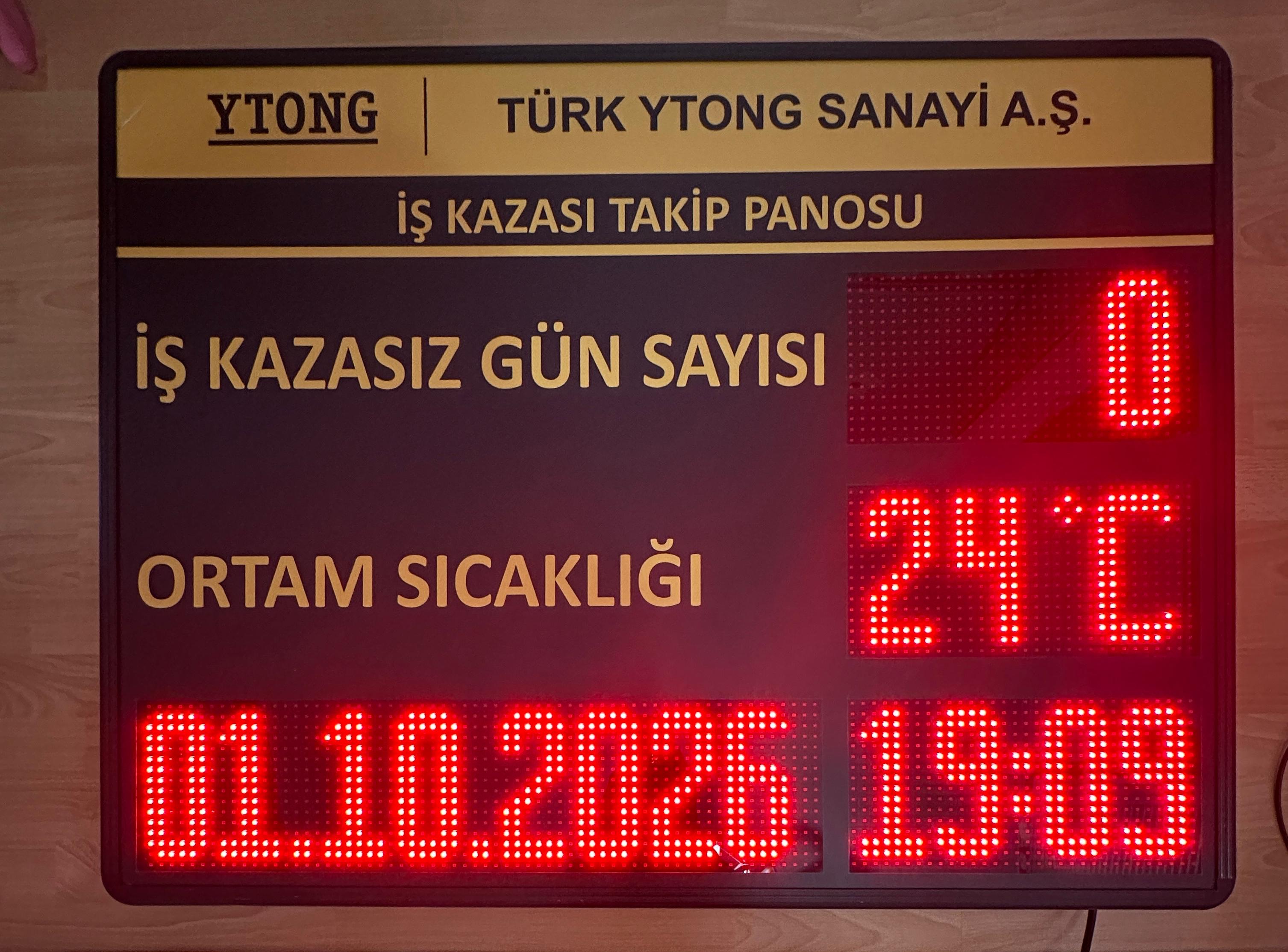 Dijital İş Kazası Takip Panosu (Kazasız İş Günü Tabelası)